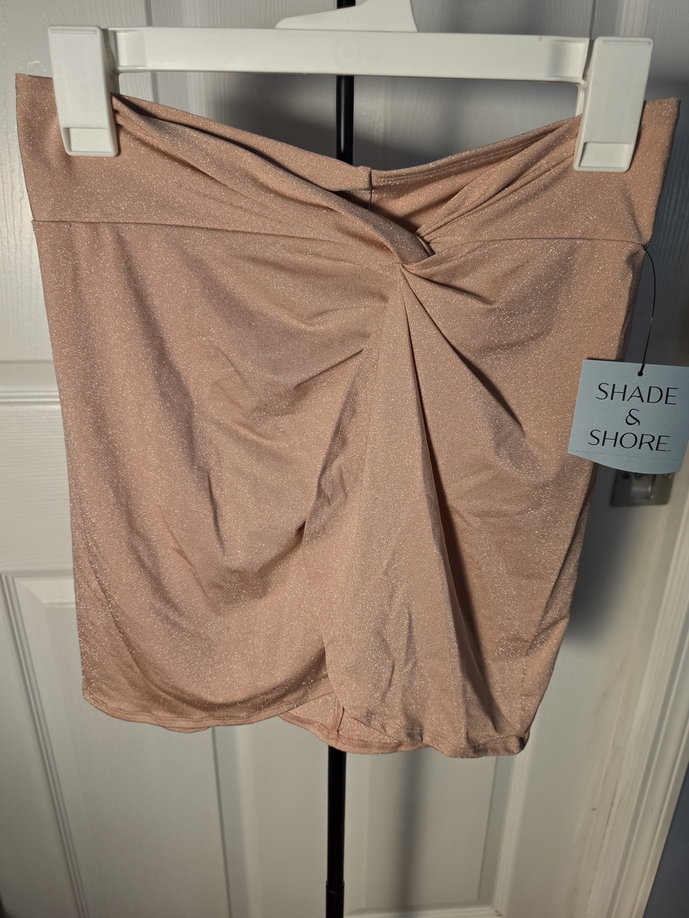 Shade & Shore Pink Shimmer Twist-Front Mini Skirt